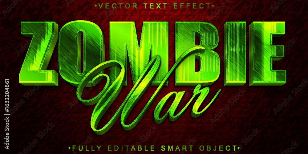 Poster zombie attack horror apocalypse survival style vector fully editable smart object text effect