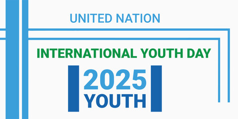 International Youth Day 2025 Vector Banner. A Modern and Corporate Graphic for a United Nation Celebration Poster. A Design for a Student and Teenager Holiday Event. Youth Summit Logo.