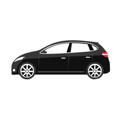Fototapeta premium Black hatchback car side view illustration modern compact vehicle automobile graphic