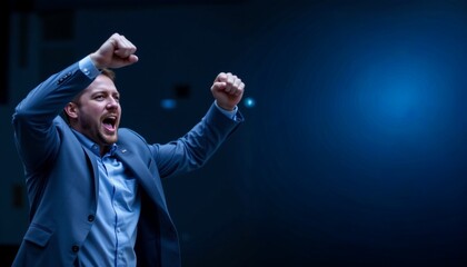 Victorious Businessman Celebrates Postmatch Success