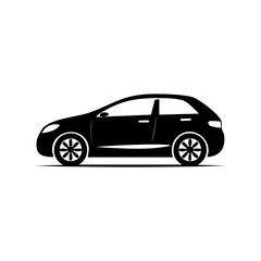 Black and white modern car vector illustration. Hatchback silhouette