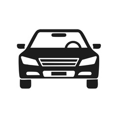 Naklejka premium Black car icon silhouette from the front, simple vehicle design