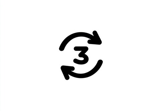 Circular icon with the number 3 and arrows