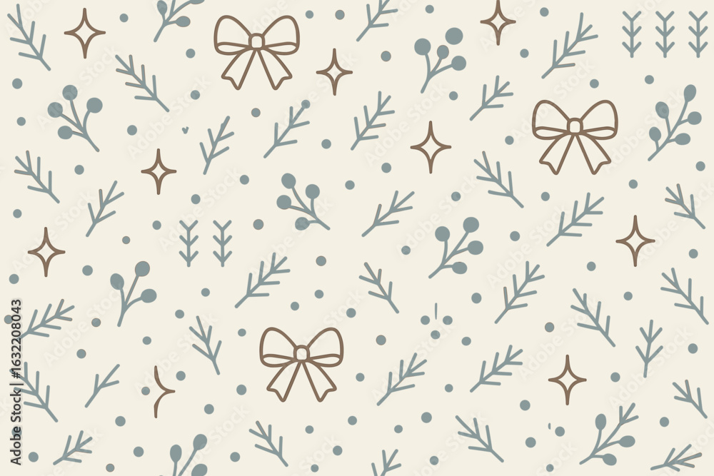 Poster elegant floral pattern with delicate bows and sprigs on a light background creating a serene atmosph