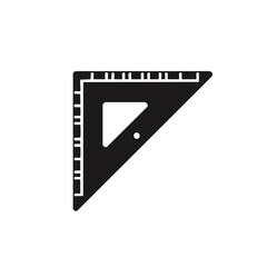 Black triangle ruler with measurement markings, geometric tool, isolated