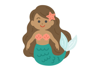 黒人の人魚のキャラクターのイラスト