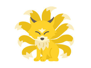 九尾の狐のキャラクターのイラスト