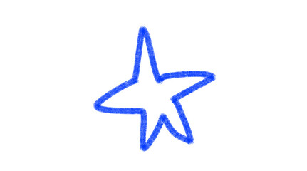 Blue hand-drawn abstract star icon for decorative stickers and highlights