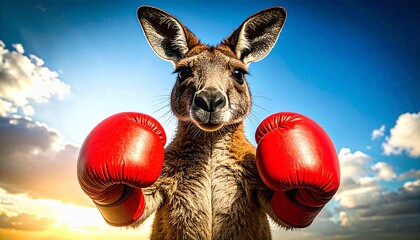 ボクシンググローブを付けているカンガルー