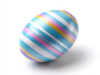 Obraz premium Colorful striped easter egg isolated on white background