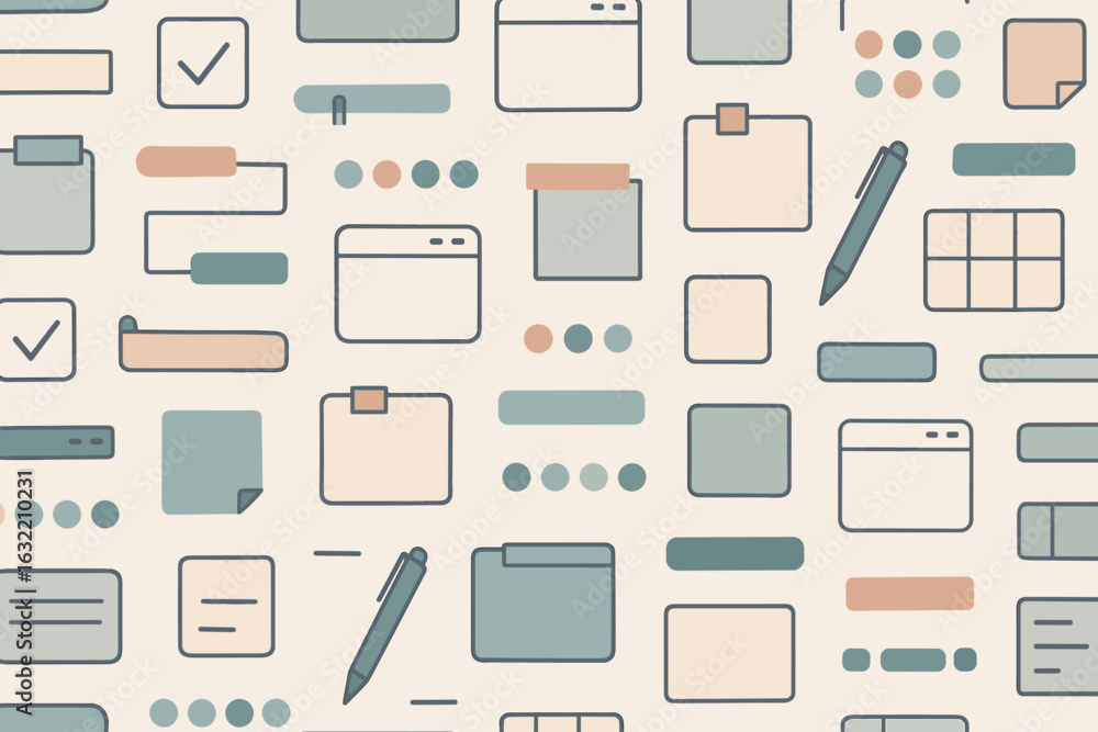 Poster abstract pattern featuring colorful icons and shapes for creative and organizational projects