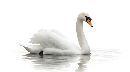 Peaceful Swan on Misty Morning Lake
