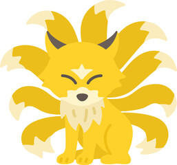 九尾の狐のキャラクターのイラスト