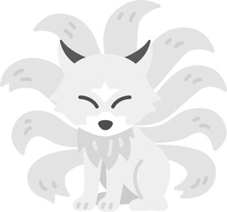九尾の白狐のキャラクターのイラスト
