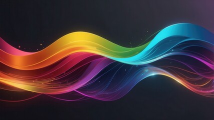 Obraz premium Abstract waves cascade in vibrant colors against a dark background, creating a dynamic, fluid design.