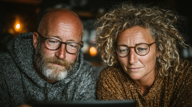 A cozy couple enjoying a moment together, engaged in a shared activity with a warm ambiance and soft lighting.