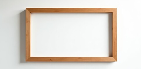 Simple wooden frame, blank canvas, white backdrop, craft supplies, art