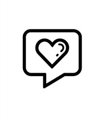 Obraz premium Simple black line art speech bubble with a heart