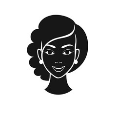 Attractive Woman Silhouette with Retro Hairstyle and Smiling Face
