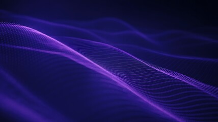 Abstract purple digital wave pattern made of glowing dots and lines