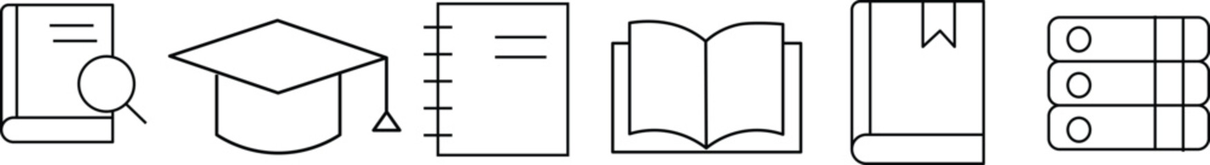 Education line icon set. Containing Education, School, Learning. Vector illustration in modern thin line style of school icons: school subjects, supplies, science, and more icons. Editable stroke
