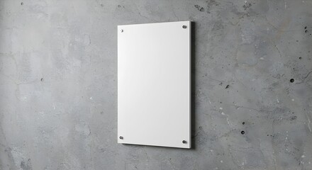 Blank Vertical Clear Sign Mockup on Textured Grey Concrete Wall