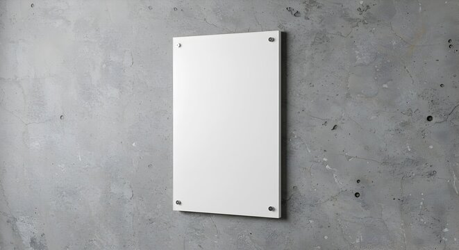 Blank Vertical Clear Sign Mockup on Textured Grey Concrete Wall