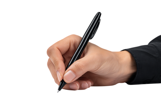 Close up of a hand writing with a pen.