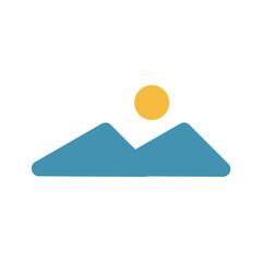 mountain and sun logo icon illustration flat