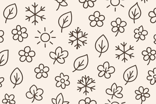 Floral and snowflake pattern on a light background showcasing nature's changing seasons