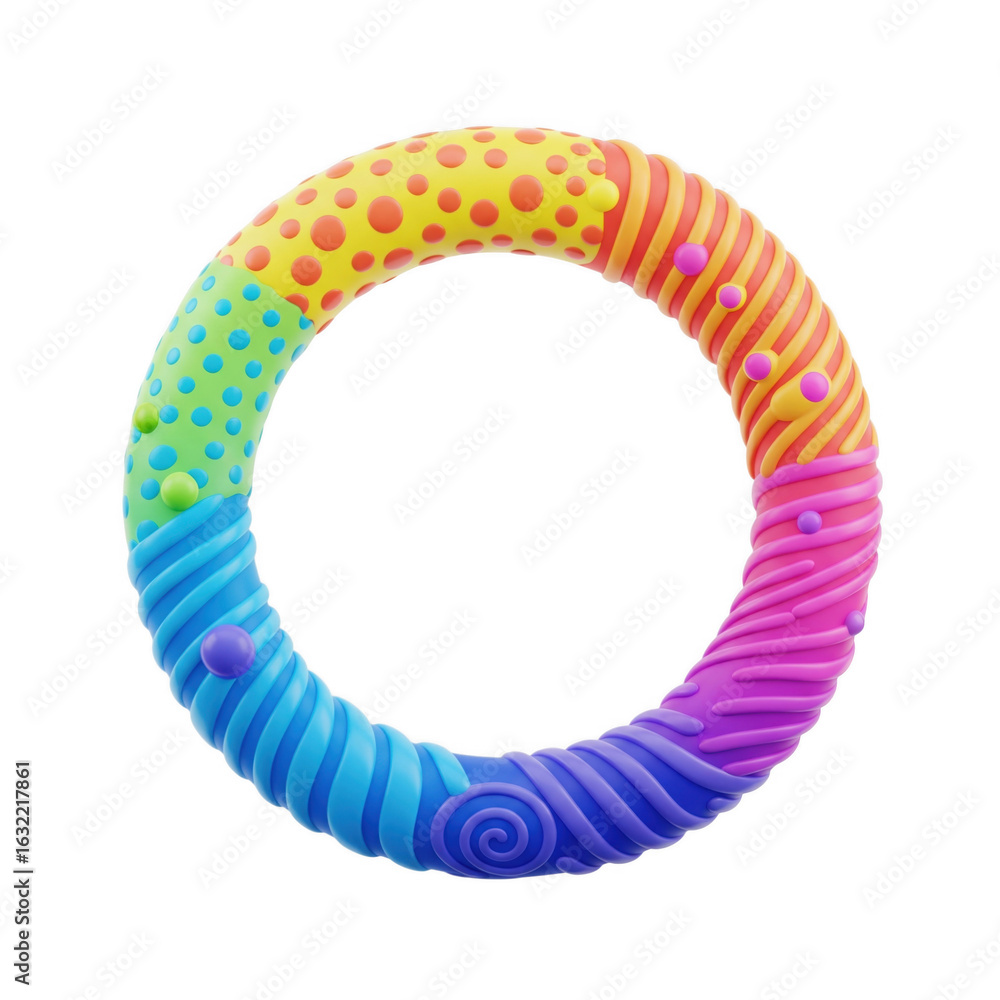 Poster vibrant textured ring with cheerful color gradient and playful patterns design