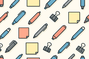 Colorful stationery items arranged in a creative layout for artistic projects and note-taking