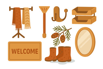 Welcoming entryway display featuring home accessories and seasonal items for cozy decor