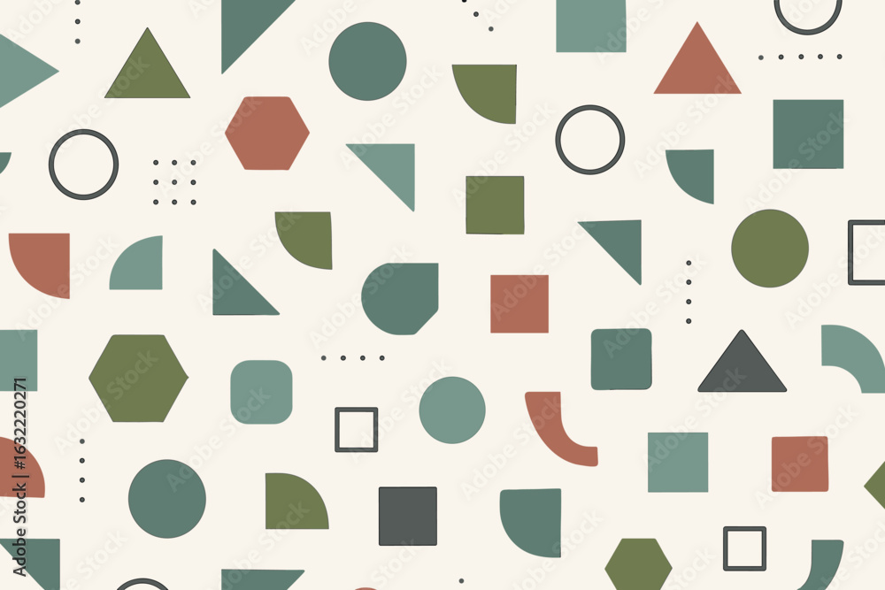 Poster Colorful geometric patterns on a light background creating an abstract design for modern decor