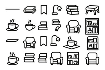 Cozy reading nook with books, coffee, and a lamp during a peaceful afternoon at home