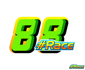 Racing sticker concept and number 88 effect and race text