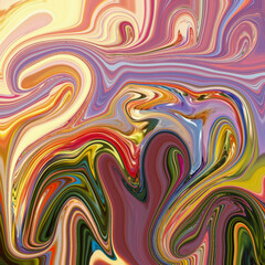 Fototapeta premium Multicolored fluid abstract art blending warm and cool tones in swirling patterns, offering a bold and dynamic visual effect for modern design.