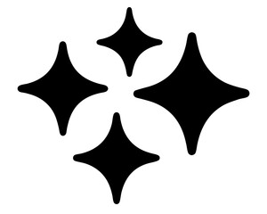 Four black rounded star shapes convey brightness and cleanliness on white background