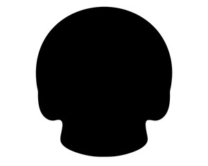 A silhouetted skull illustration of a human head on a white background