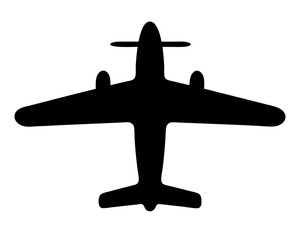 Silhouette of a WWII Era Twin Engine Aircraft Aerial View