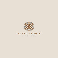 Tribal medical logo design template flat vector