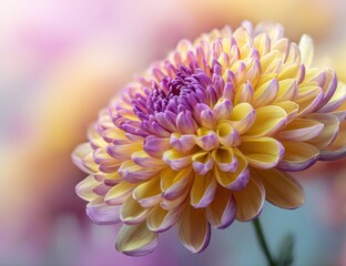Stunning Purple and Yellow Chrysanthemum Close-Up