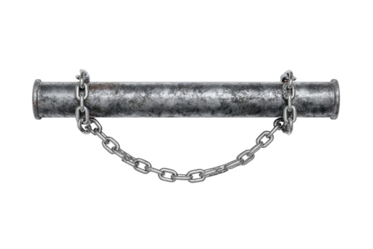 Rusted metal pipe, chained