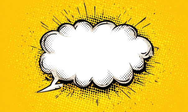 Comic book style speech bubble on a yellow background