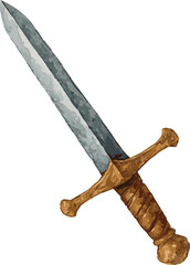 Obraz premium Vector watercolor painted illustration of a sword