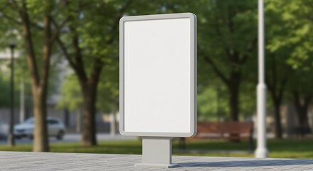 Blank Vertical Advertising Hoarding Mockup in Green Urban Park