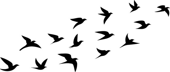 Group Flying Bird Silhouette Element Vector , Bird Vector Silhouette