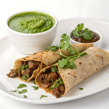 beef roll paratha with chutney