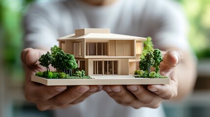 Architectural Model House in Hands Investment Opportunity and Homeownership Dreams Unveiled