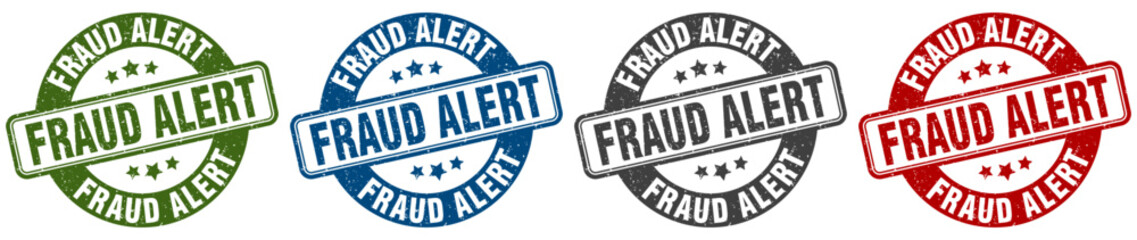 fraud alert stamp. fraud alert round stamp set isolated on white background